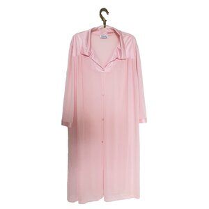 Vanity Fair Size XXL Women's Robe Peachy Pink Nylon Made in USA Flower Applique